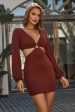 Annecy Long Sleeve Cut-Out Waist Mini Dress Chocolate Online