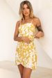 Wattle Cami Strap Wrap Dress Printed Mustard Online now