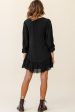 Amala Balloon Sleeve Button Detail Linen Dress Black Supply