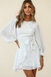 Agnes Long Sleeve Pleat Detail Dress White Hot on Sale