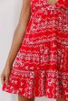 Ariya V-Neckline Frill Hem Sun Dress Red Print Online now