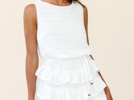 Zayah Sleeveless Layered Frill Dress White Fashion