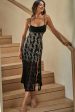 Well Versed Pleated Bust Front Split Dress Lace Black For Sale