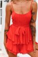 Wendy Ruched Bust Layered Ruffle Romper Red Fashion