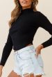 Tina Long Sleeve Ribbed Turtleneck Top Black For Sale