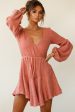 Annalise Long Sleeve Drawstring Knit Dress Rose For Cheap