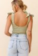 Can t Stop Me Bow Shoulder Bodysuit Moss Green Cheap