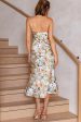 Well Versed Pleated Bust Front Split Dress Floral Abstract Print Sage Hot on Sale