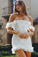 Verona Off-Shoulder Lace Overlay Mini Dress White Cheap