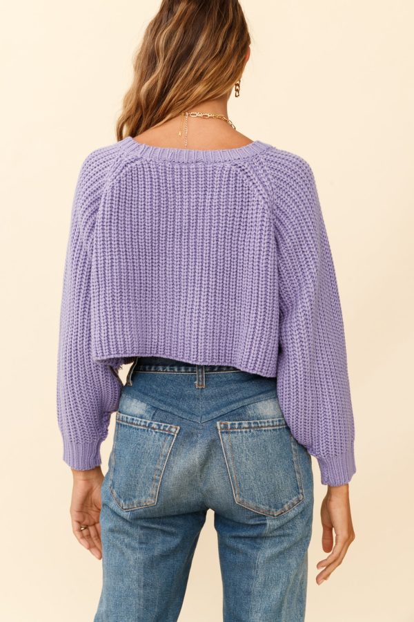 Apres Vous Button Front Drop Shoulder Crop Cardigan Lavender Online