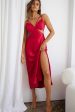 Torah Cut-Out Bodice Front Split Maxi Dress Wine Fashion