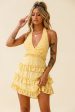 Venezuela Ruffle Trim Tie-Back Halterneck Dress Floral Print Yellow White Discount