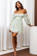 Abby Off-Shoulder Tie-Up Back Dress Floral Print Mint on Sale