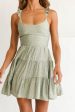 Allegra Fluted Hem Lace-Up Back Dress Olive Online Sale