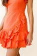 Annie Ruffle Shoulder Strap Layered Hem Mini Dress Orange Online