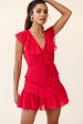 Willah Pintuck And Frill Detail Drawstring Dress Red Textured on Sale