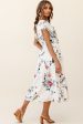 Amelie Tied Bust Pocket Midi Dress Floral Print Beige Discount