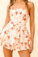 Alexandria Square Neckline Tie Back Romper Flower Print Beige Online Hot Sale