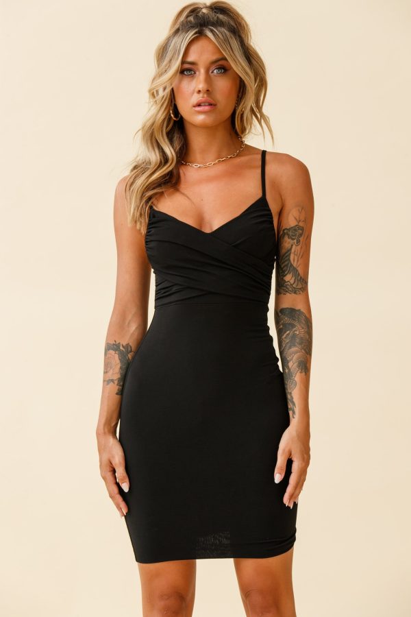 Argentina Crossover Bust Bodycon Dress Black Online now