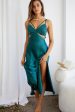 Torah Cut-Out Bodice Front Split Maxi Dress Forest Green Online Sale