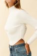 Tina Long Sleeve Ribbed Turtleneck Top Off White Cheap