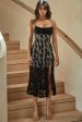 Well Versed Pleated Bust Front Split Dress Lace Black For Sale