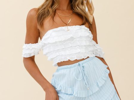 Willah Pintuck And Frill Detail Drawstring Skirt Baby Blue Online Sale