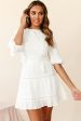 Antonia Half Puff Sleeve Crochet Detail Dress White Online