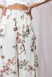 Amanda Wide-Leg Frill Detail Pants Floral Print Beige on Sale