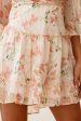 Albany Lace Up Back Frill Dress Lily Print Nude on Sale