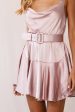 Agent 99 Belted Satin Cowl Neck Dress Rose Hot on Sale