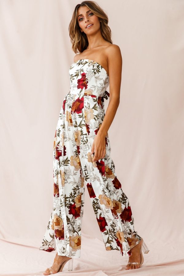 Yuzu Wide Leg Bandeau Jumpsuit White For Discount