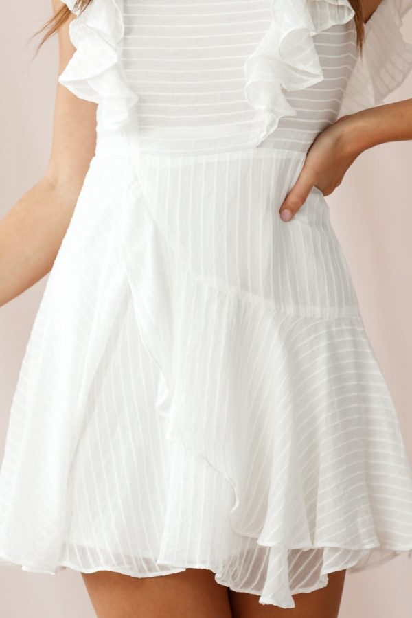 Wilton Ruffle Shoulder A-Line Dress White Online