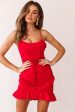 Walk This Way Pintuck Ruffle Detail Dress Red For Sale