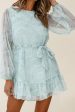 Always & Forever Long Balloon Sleeve Crew Neck Dress Paisley Print Mint For Cheap