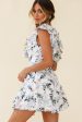 Wilton Ruffle Shoulder A-Line Dress Floral Print White Sale