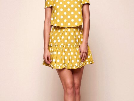 Alexi Polka Dot Off The Shoulder Top Yellow Mustard For Discount