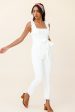 All For Love Square Neckline Ruffle Strap Jumpsuit White For Sale