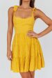 Allegra Fluted Hem Lace-Up Back Dress Yellow Discount