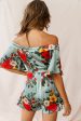 Ambrosia Off-Shoulder Floral Romper Sage on Sale