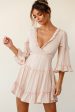 Albany Lace Up Back Frill Dress Shirred Beige Online