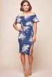 Alina Tiered Off Shoulder Dress Navy For Sale