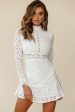 Anglaise Embroidered Long Sleeve Turtleneck Dress White Online Sale