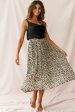 Caroline Accordion Pleat Midi Skirt Animal Print Beige Online now