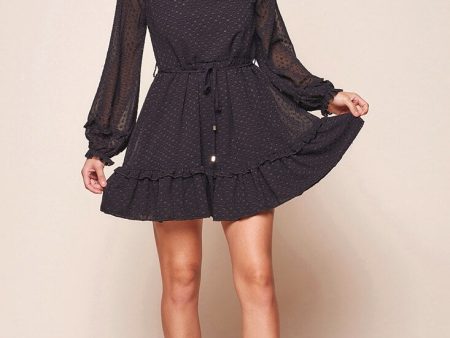 Tracee Open Black Ruffled Hemline Dress Black For Cheap