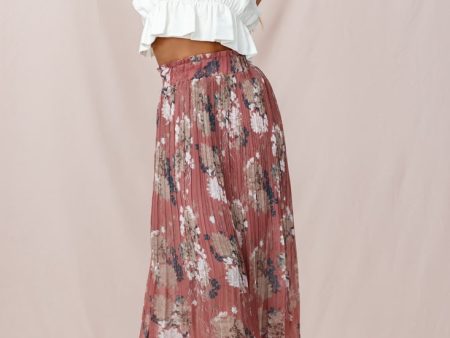 Caroline Accordion Pleat Midi Skirt Rose Fashion