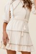 Antonia Half Puff Sleeve Crochet Detail Dress Beige on Sale