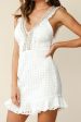 Argyle Bead & Fringe Trim Ruffle Hem Dress White Cheap