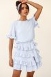 Zipporah Short Sleeve Layered Ruffle Dress Grey Supply