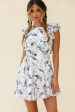 Wilton Ruffle Shoulder A-Line Dress Floral Print White Sale